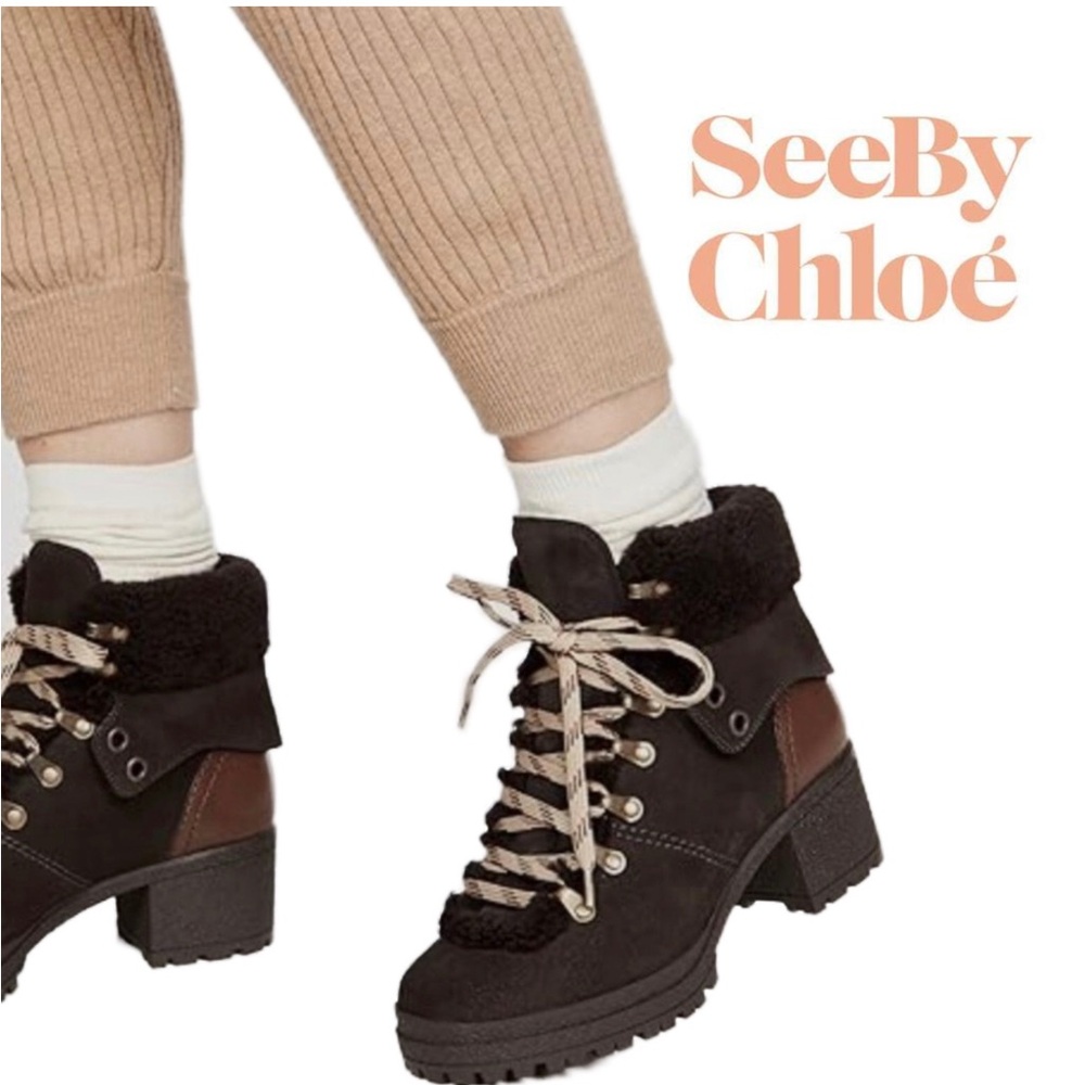 See By Chloe Crosta Shearling Ankle Boot Size 39